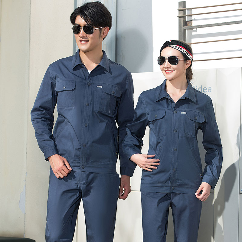 SYX204 工作服套裝夏裝長(zhǎng)袖工裝定制汽修車(chē)間廠(chǎng)服耐磨工地電焊工勞保服